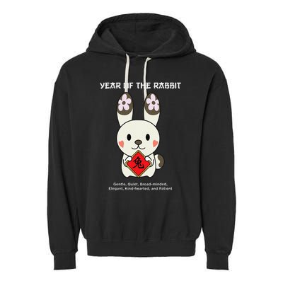 Year of The Rabbit Chinese Zodiac Lunar New Year  Garment-Dyed Fleece Hoodie