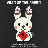 Year of The Rabbit Chinese Zodiac Lunar New Year  7 Panel Mesh Trucker Snapback Hat