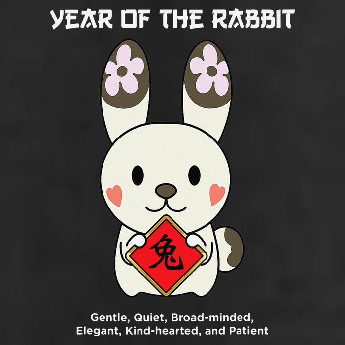 Year of The Rabbit Chinese Zodiac Lunar New Year  7 Panel Mesh Trucker Snapback Hat