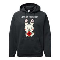 Year of The Rabbit Chinese Zodiac Lunar New Year  Performance Fleece Hoodie