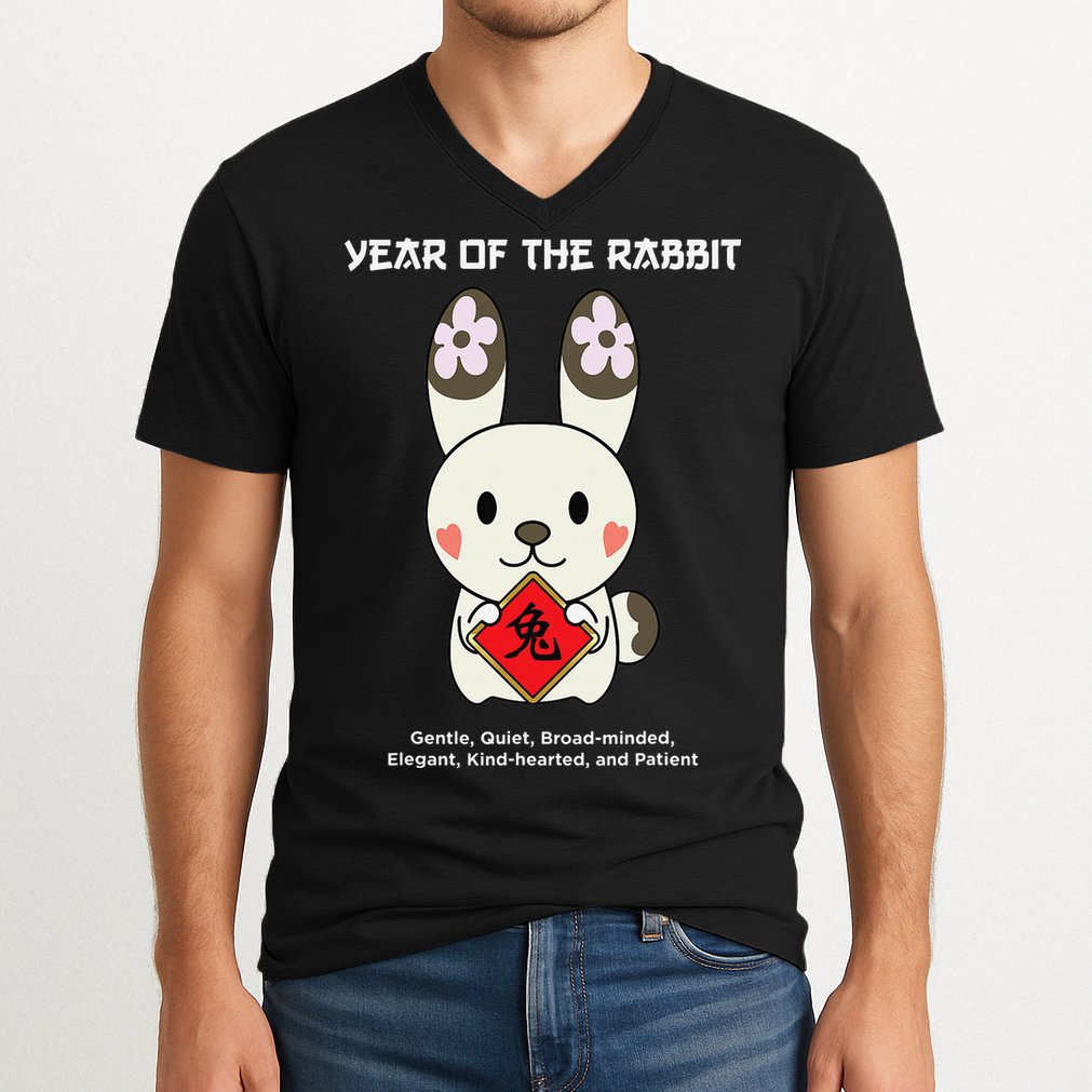 Year of The Rabbit Chinese Zodiac Lunar New Year  V-Neck T-Shirt