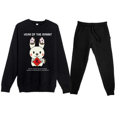 Year of The Rabbit Chinese Zodiac Lunar New Year  Premium Crewneck Sweatsuit Set