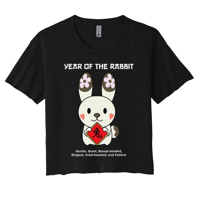 Year of The Rabbit Chinese Zodiac Lunar New Year  Women's Crop Top Tee
