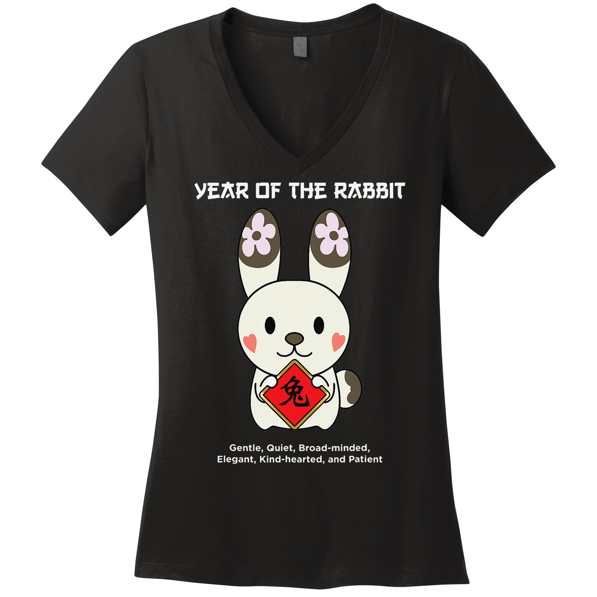 Year of The Rabbit Chinese Zodiac Lunar New Year  Women's V-Neck T-Shirt