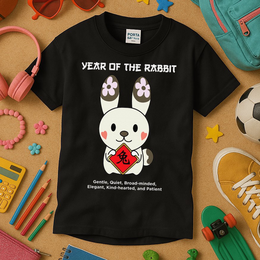 Year of The Rabbit Chinese Zodiac Lunar New Year  Kids T-Shirt
