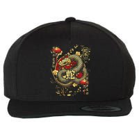 Year Of The Snake 2025 Chinese New Year Wool Snapback Cap