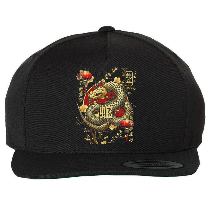 Year Of The Snake 2025 Chinese New Year Wool Snapback Cap