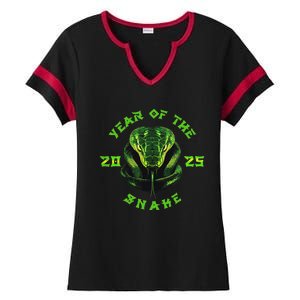 Year Of The Green Snake 2025 Chinese Zodiac Lunar New Year Ladies Halftime Notch Neck Tee