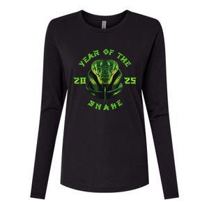 Year Of The Green Snake 2025 Chinese Zodiac Lunar New Year Womens Cotton Relaxed Long Sleeve T-Shirt