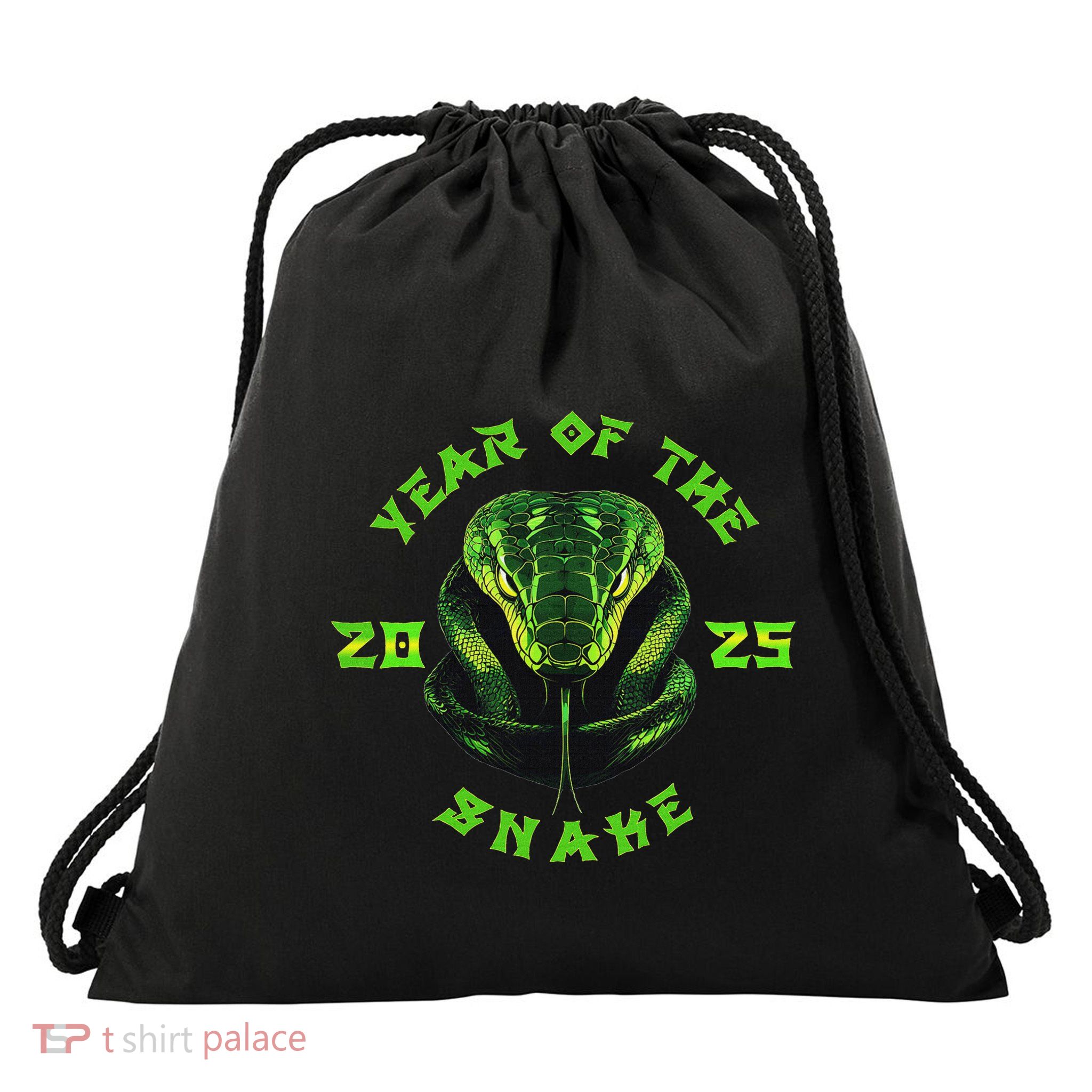 Year Of The Green Snake 2025 Chinese Zodiac Lunar New Year Drawstring Bag