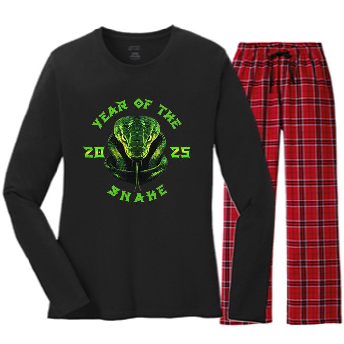 Year Of The Green Snake 2025 Chinese Zodiac Lunar New Year Women's Long Sleeve Flannel Pajama Set 