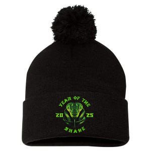 Year Of The Green Snake 2025 Chinese Zodiac Lunar New Year Pom Pom 12in Knit Beanie