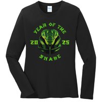 Year Of The Green Snake 2025 Chinese Zodiac Lunar New Year Ladies Long Sleeve Shirt