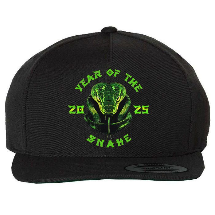 Year Of The Green Snake 2025 Chinese Zodiac Lunar New Year Wool Snapback Cap