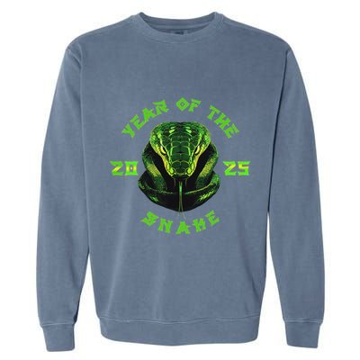 Year Of The Green Snake 2025 Chinese Zodiac Lunar New Year Garment-Dyed Sweatshirt