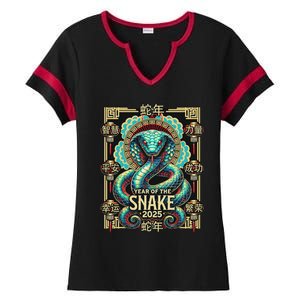 Year Of The Snake 2025 Chinese New Year Ladies Halftime Notch Neck Tee