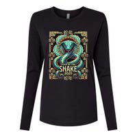 Year Of The Snake 2025 Chinese New Year Womens Cotton Relaxed Long Sleeve T-Shirt