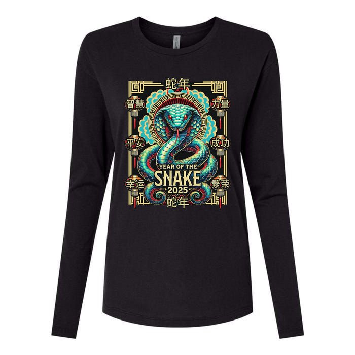 Year Of The Snake 2025 Chinese New Year Womens Cotton Relaxed Long Sleeve T-Shirt