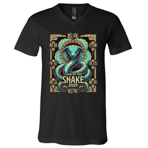 Year Of The Snake 2025 Chinese New Year V-Neck T-Shirt