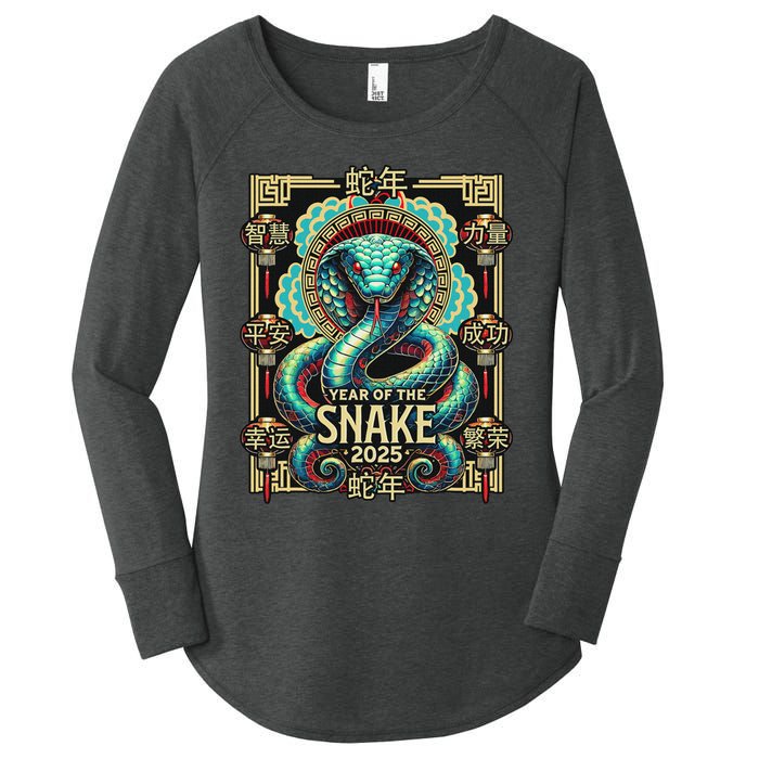 Year Of The Snake 2025 Chinese New Year Women's Perfect Tri Tunic Long Sleeve Shirt