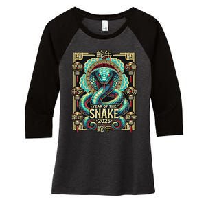 Year Of The Snake 2025 Chinese New Year Women's Tri-Blend 3/4-Sleeve Raglan Shirt