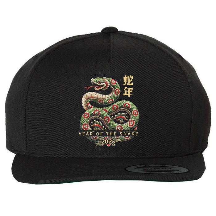 Year Of The Snake 2025 Chinese New Year Wool Snapback Cap