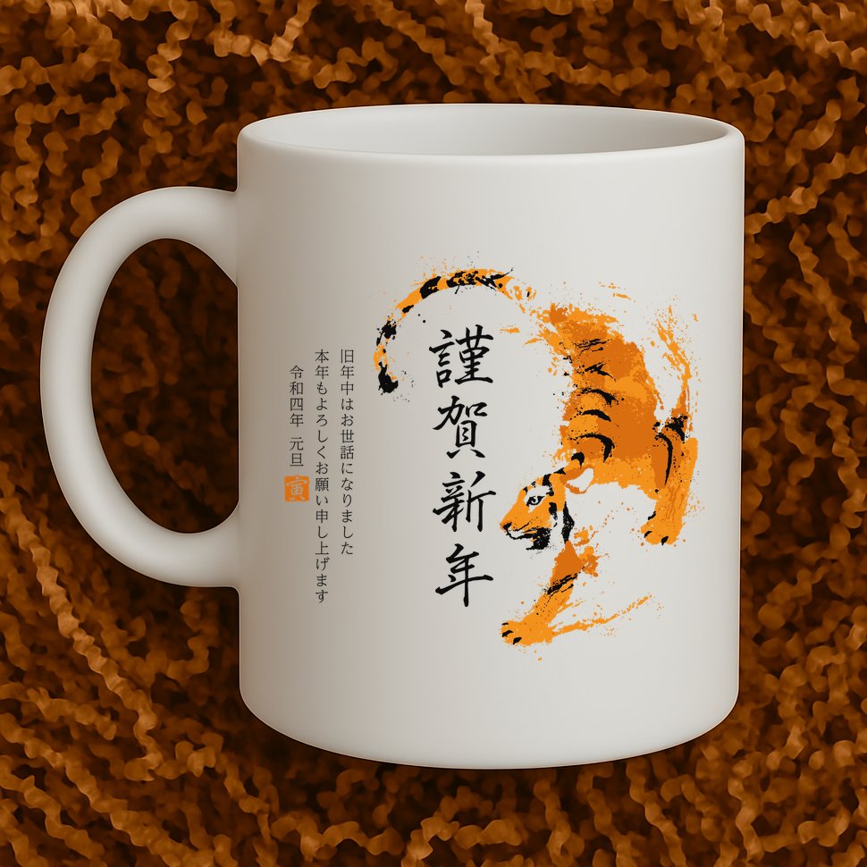 Year Of The Tiger, Happy Chinese New Year Traditional Watercolor Mug