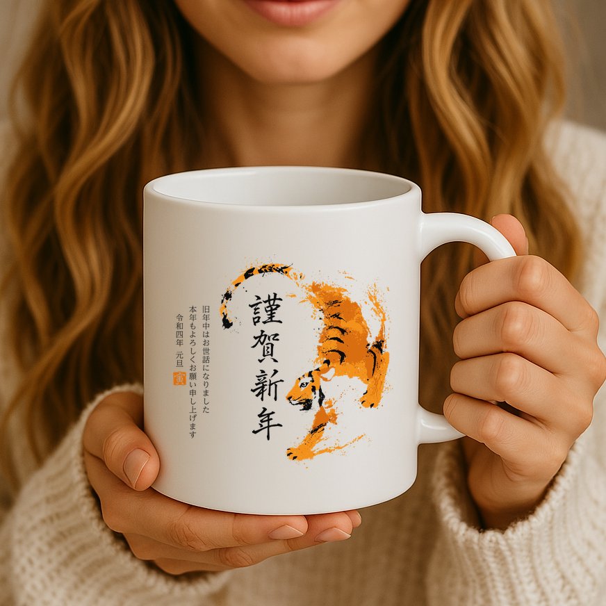 Year Of The Tiger, Happy Chinese New Year Traditional Watercolor Mug