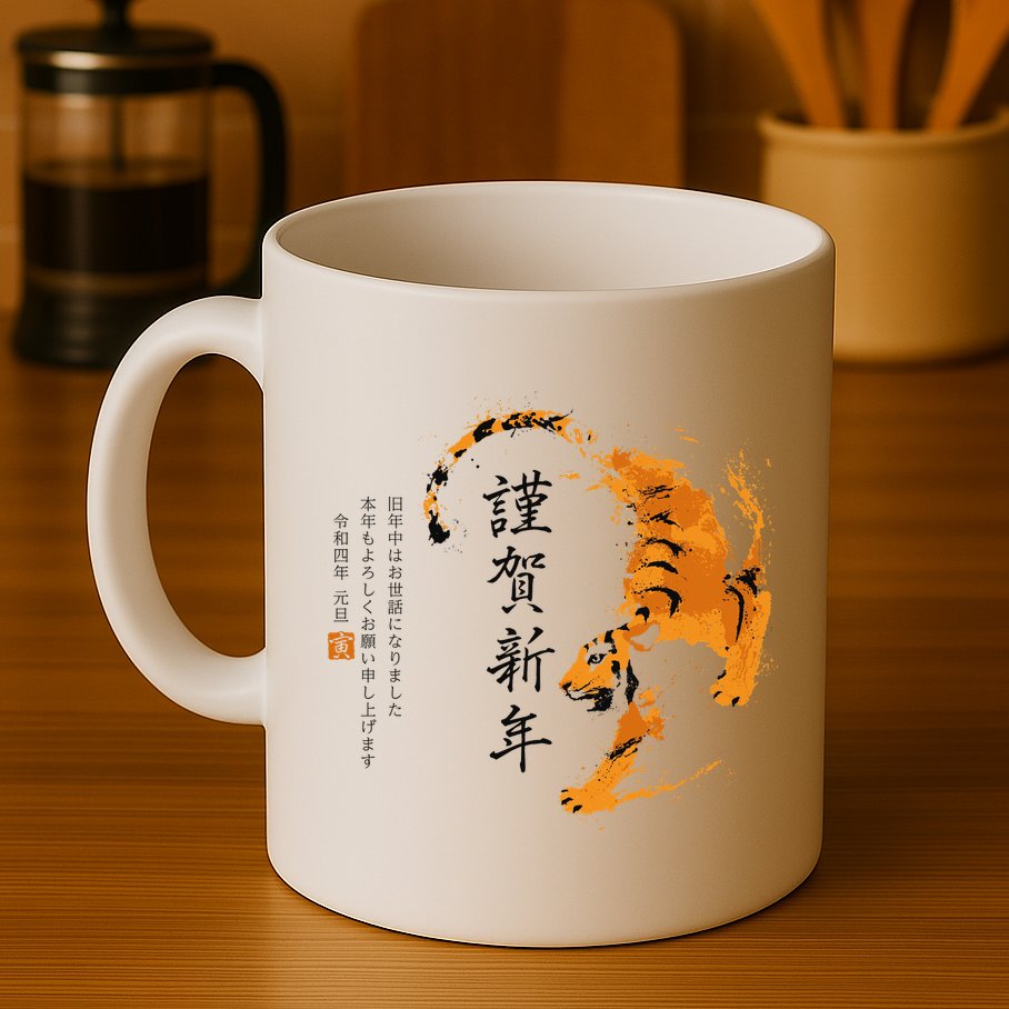 Year Of The Tiger, Happy Chinese New Year Traditional Watercolor Mug
