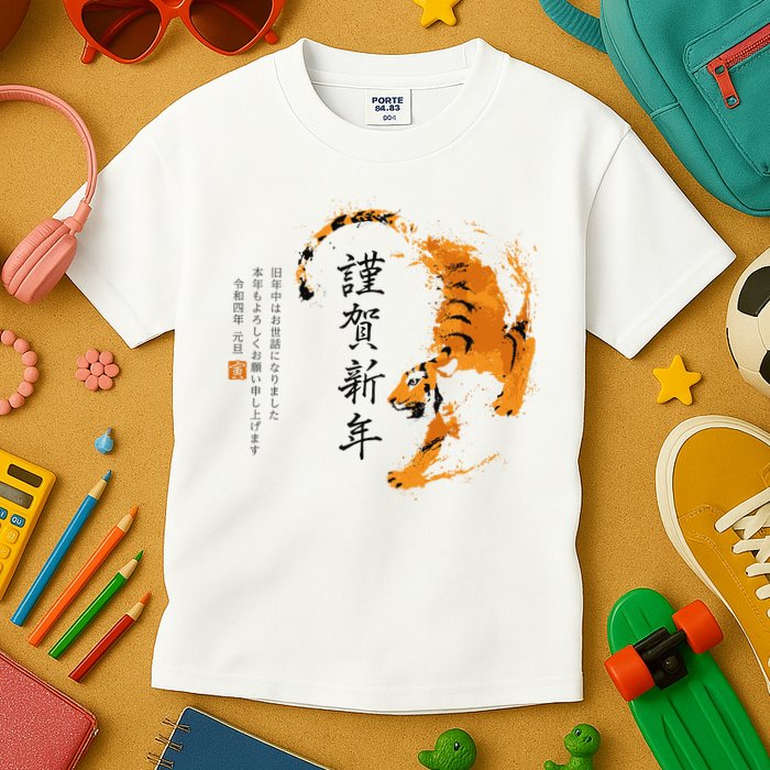 Year Of The Tiger, Happy Chinese New Year Traditional Watercolor Kids T-Shirt