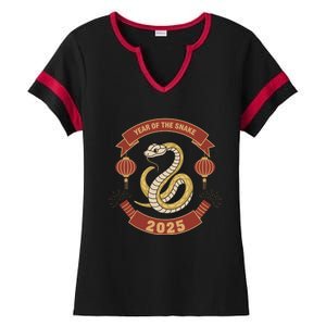 Year Of The Snake 2025 Chinese Zodiac Chinese New Year Ladies Halftime Notch Neck Tee