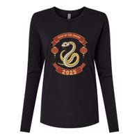 Year Of The Snake 2025 Chinese Zodiac Chinese New Year Womens Cotton Relaxed Long Sleeve T-Shirt