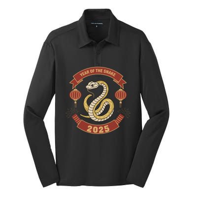 Year Of The Snake 2025 Chinese Zodiac Chinese New Year Silk Touch Performance Long Sleeve Polo