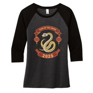 Year Of The Snake 2025 Chinese Zodiac Chinese New Year Women's Tri-Blend 3/4-Sleeve Raglan Shirt