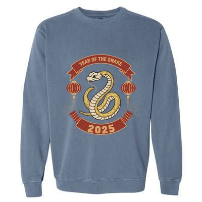 Year Of The Snake 2025 Chinese Zodiac Chinese New Year Garment-Dyed Sweatshirt