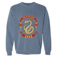 Year Of The Snake 2025 Chinese Zodiac Chinese New Year Garment-Dyed Sweatshirt