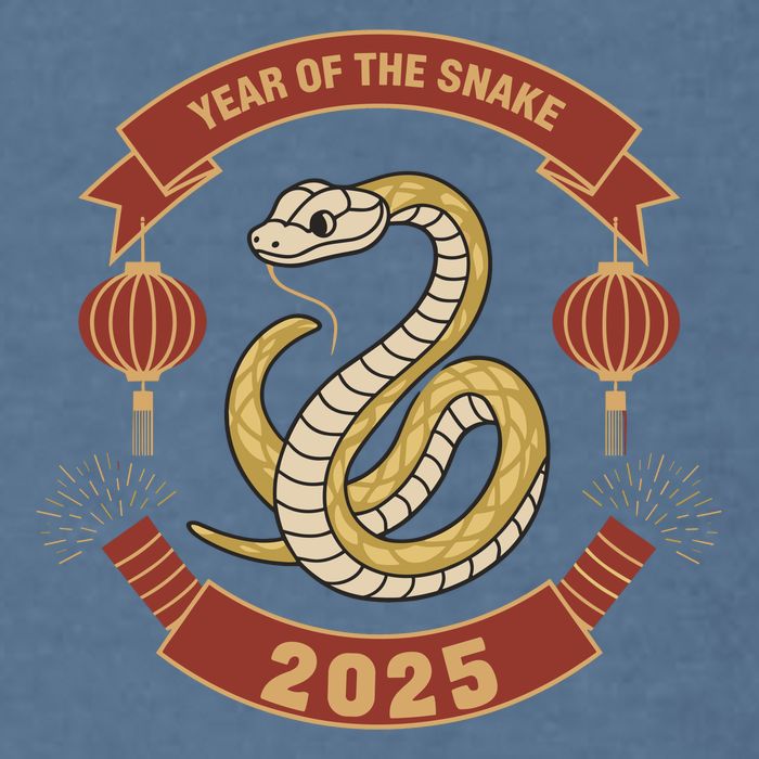 Year Of The Snake 2025 Chinese Zodiac Chinese New Year Garment-Dyed Sweatshirt