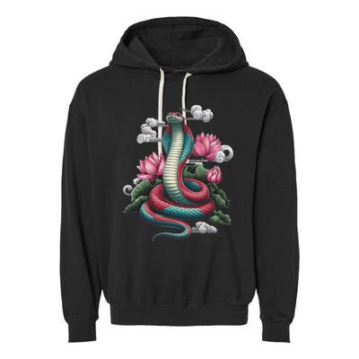 Year Of The Snake 2025 Cool Snake Graphic Art Garment-Dyed Fleece Hoodie