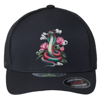 Year Of The Snake 2025 Cool Snake Graphic Art Flexfit Unipanel Trucker Cap