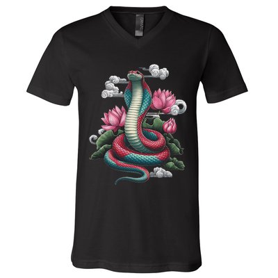 Year Of The Snake 2025 Cool Snake Graphic Art V-Neck T-Shirt