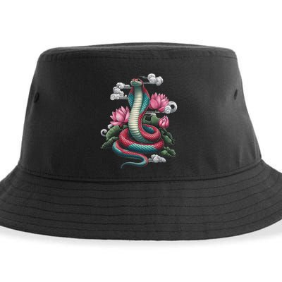 Year Of The Snake 2025 Cool Snake Graphic Art Sustainable Bucket Hat