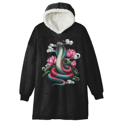 Year Of The Snake 2025 Cool Snake Graphic Art Hooded Wearable Blanket