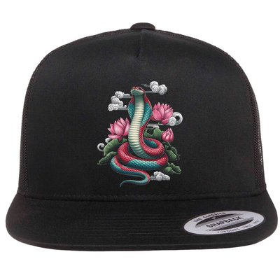 Year Of The Snake 2025 Cool Snake Graphic Art Flatbill Hat