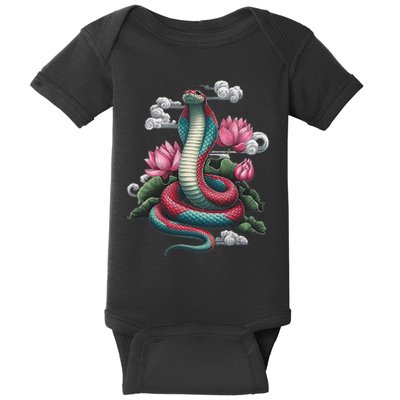 Year Of The Snake 2025 Cool Snake Graphic Art Baby Bodysuit