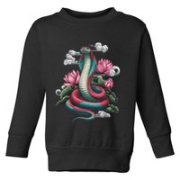 Year Of The Snake 2025 Cool Snake Graphic Art Toddler Sweatshirt