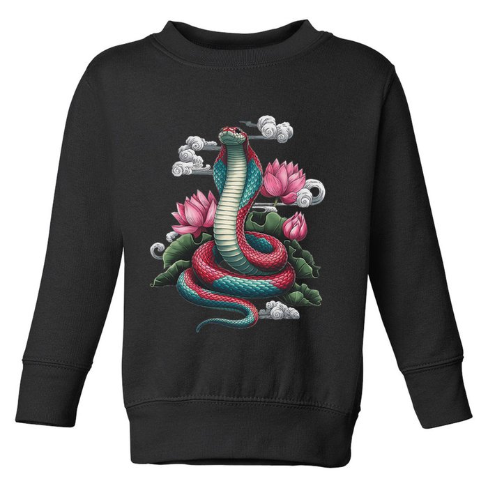 Year Of The Snake 2025 Cool Snake Graphic Art Toddler Sweatshirt