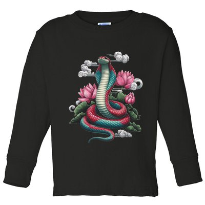 Year Of The Snake 2025 Cool Snake Graphic Art Toddler Long Sleeve Shirt