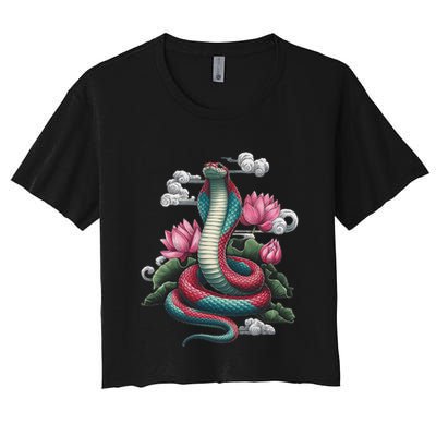 Year Of The Snake 2025 Cool Snake Graphic Art Crop Top