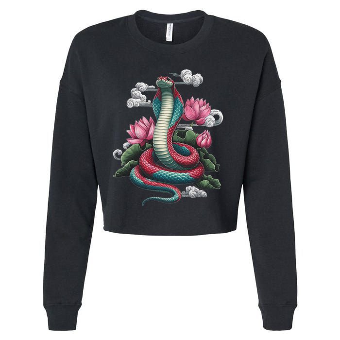 Year Of The Snake 2025 Cool Snake Graphic Art Cropped Pullover Crew