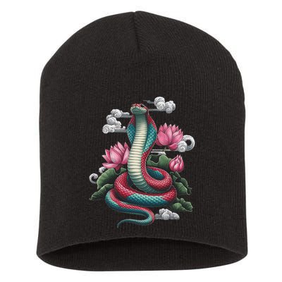 Year Of The Snake 2025 Cool Snake Graphic Art Short Acrylic Beanie